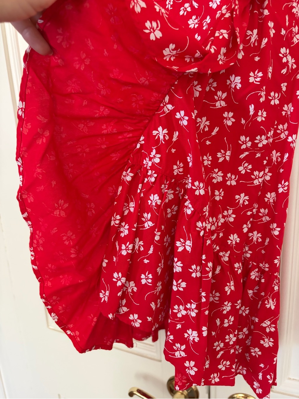 J. Crew Red Floral Wrap-Style Mini Dress - Picture 5 of 6
